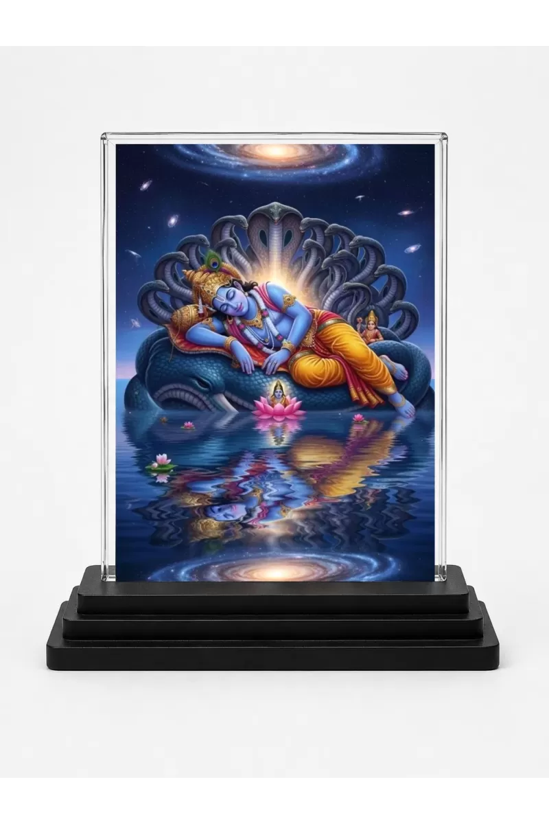 Lord Shiva Acrylic Car Dashboard Showpiece | Double-Sided Lord Shiva Photo Stand | 3 X 4 Inch Photo | Transparent Acrylic Frame With Black Base | Car Dashboard, Office & Table Decor (F72244)