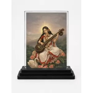 Saraswati Acrylic Car Dashboard Showpiece | Double-Sided Saraswati Photo Stand | 3 X 4 Inch Photo | Transparent Acrylic Frame With Black Base | Car Dashboard, Office & Table Decor (F72245) Saraswati Acrylic Car Dashboard Showpiece | Double-Sided Saraswati Photo Stand | 3 X 4 Inch Photo | Transparent Acrylic Frame With Black Base | Car Dashboard, Office & Table Decor (F72245)