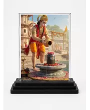 Hanuman Acrylic Car Dashboard Showpiece | Double-Sided Hanuman Photo Stand | 3 X 4 Inch Photo | Transparent Acrylic Frame With Black Base | Car Dashboard, Office & Table Decor (F72246)