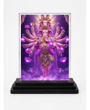 Ganesha Acrylic Car Dashboard Showpiece | Double-Sided Ganesha Photo Stand | 3 X 4 Inch Photo | Transparent Acrylic Frame With Black Base | Car Dashboard, Office & Table Decor (F72250)