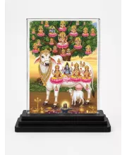 Kamadhenu Acrylic Car Dashboard Showpiece | Double-Sided Kamadhenu Photo Stand | 3 X 4 Inch Photo | Transparent Acrylic Frame With Black Base | Car Dashboard, Office & Table Decor (F72251)