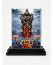 Lortd Tirupati Acrylic Car Dashboard Showpiece | Double-Sided Lortd Tirupati Photo Stand | 3 X 4 Inch Photo | Transparent Acrylic Frame With Black Base | Car Dashboard, Office & Table Decor (F72257)