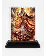 Radha And Krishna Acrylic Car Dashboard Showpiece | Double-Sided Radha And Krishna Photo Stand | 3 X 4 Inch Photo | Transparent Acrylic Frame With Black Base | Car Dashboard, Office & Table Decor (F72258)
