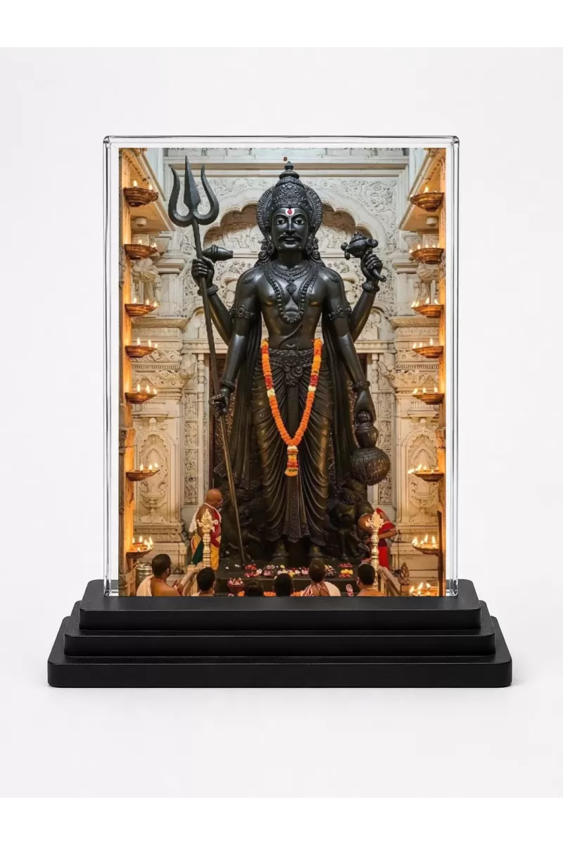 Shiva Acrylic Car Dashboard Showpiece | Double-Sided Shiva Photo Stand | 3 X 4 Inch Photo | Transparent Acrylic Frame With Black Base | Car Dashboard, Office & Table Decor (F72260)