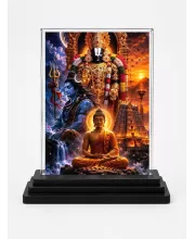 Shiva Acrylic Car Dashboard Showpiece | Double-Sided Shiva Photo Stand | 3 X 4 Inch Photo | Transparent Acrylic Frame With Black Base | Car Dashboard, Office & Table Decor (F72261)