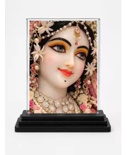 Radha Acrylic Car Dashboard Showpiece | Double-Sided Radha Photo Stand | 3 X 4 Inch Photo | Transparent Acrylic Frame With Black Base | Car Dashboard, Office & Table Decor (F72265)