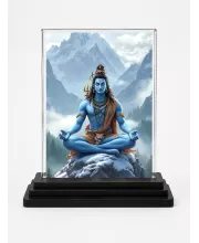 Shiva Acrylic Car Dashboard Showpiece | Double-Sided Shiva Photo Stand | 3 X 4 Inch Photo | Transparent Acrylic Frame With Black Base | Car Dashboard, Office & Table Decor (F72266)