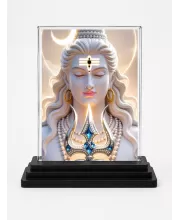 Shiva Acrylic Car Dashboard Showpiece | Double-Sided Shiva Photo Stand | 3 X 4 Inch Photo | Transparent Acrylic Frame With Black Base | Car Dashboard, Office & Table Decor (F72268)