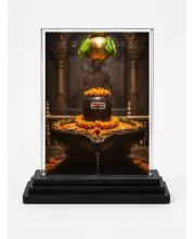 Lord Shiva Acrylic Car Dashboard Showpiece | Double-Sided Lord Shiva Photo Stand | 3 X 4 Inch Photo | Transparent Acrylic Frame With Black Base | Car Dashboard, Office & Table Decor (F72269)