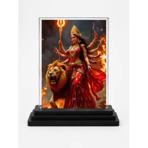 Durga Acrylic Car Dashboard Showpiece | Double-Sided Durga Photo Stand | 3 X 4 Inch Photo | Transparent Acrylic Frame With Black Base | Car Dashboard, Office & Table Decor (F72271) Durga Acrylic Car Dashboard Showpiece | Double-Sided Durga Photo Stand | 3 X 4 Inch Photo | Transparent Acrylic Frame With Black Base | Car Dashboard, Office & Table Decor (F72271)