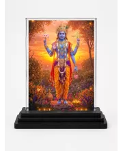 Vishnu Acrylic Car Dashboard Showpiece | Double-Sided Vishnu Photo Stand | 3 X 4 Inch Photo | Transparent Acrylic Frame With Black Base | Car Dashboard, Office & Table Decor (F72272)
