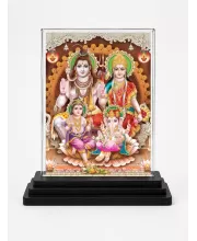 Lord Shiva Family Acrylic Car Dashboard Showpiece | Double-Sided Lord Shiva Family Photo Stand | 3 X 4 Inch Photo | Transparent Acrylic Frame With Black Base | Car Dashboard, Office & Table Decor (F72273)