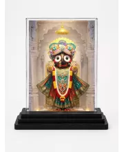 Jagannatha Acrylic Car Dashboard Showpiece | Double-Sided Jagannatha Photo Stand | 3 X 4 Inch Photo | Transparent Acrylic Frame With Black Base | Car Dashboard, Office & Table Decor (F72274)