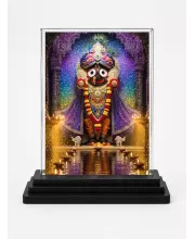 Jagannatha Acrylic Car Dashboard Showpiece | Double-Sided Jagannatha Photo Stand | 3 X 4 Inch Photo | Transparent Acrylic Frame With Black Base | Car Dashboard, Office & Table Decor (F72275)