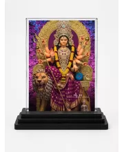 Durga Acrylic Car Dashboard Showpiece | Double-Sided Durga Photo Stand | 3 X 4 Inch Photo | Transparent Acrylic Frame With Black Base | Car Dashboard, Office & Table Decor (F72276)