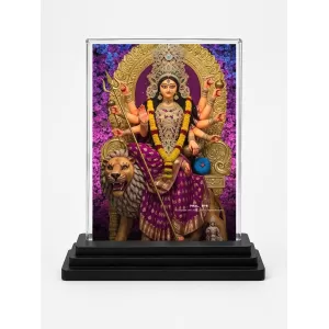Durga Acrylic Car Dashboard Showpiece | Double-Sided Durga Photo Stand | 3 X 4 Inch Photo | Transparent Acrylic Frame With Black Base | Car Dashboard, Office & Table Decor (F72276) Durga Acrylic Car Dashboard Showpiece | Double-Sided Durga Photo Stand | 3 X 4 Inch Photo | Transparent Acrylic Frame With Black Base | Car Dashboard, Office & Table Decor (F72276)