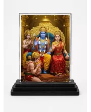 Lord Ram & Sita Acrylic Car Dashboard Showpiece | Double-Sided Lord Ram & Sita Photo Stand | 3 X 4 Inch Photo | Transparent Acrylic Frame With Black Base | Car Dashboard, Office & Table Decor (F72281)