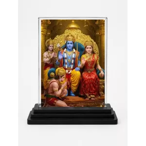 Lord Ram & Sita Acrylic Car Dashboard Showpiece | Double-Sided Lord Ram & Sita Photo Stand | 3 X 4 Inch Photo | Transparent Acrylic Frame With Black Base | Car Dashboard, Office & Table Decor (F72281)