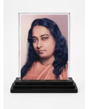 Ramahansa Yogananda Acrylic Car Dashboard Showpiece | Double-Sided Ramahansa Yogananda Photo Stand | 3 X 4 Inch Photo | Transparent Acrylic Frame With Black Base | Car Dashboard, Office & Table Decor (F72284)