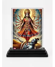 Kali Acrylic Car Dashboard Showpiece | Double-Sided Kali Photo Stand | 3 X 4 Inch Photo | Transparent Acrylic Frame With Black Base | Car Dashboard, Office & Table Decor (F72286)