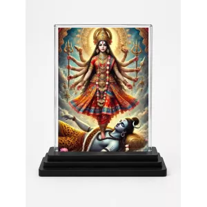 Kali Acrylic Car Dashboard Showpiece | Double-Sided Kali Photo Stand | 3 X 4 Inch Photo | Transparent Acrylic Frame With Black Base | Car Dashboard, Office & Table Decor (F72286)