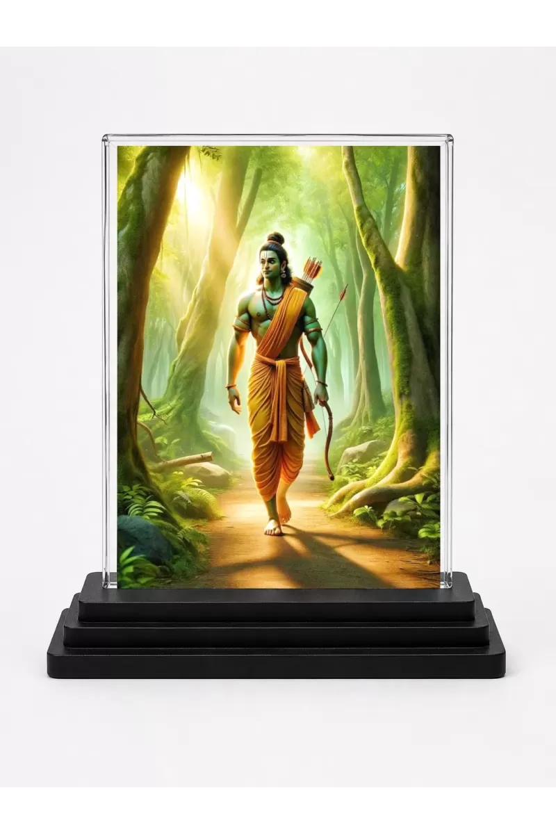 Ram Acrylic Car Dashboard Showpiece | Double-Sided Ram Photo Stand | 3 X 4 Inch Photo | Transparent Acrylic Frame With Black Base | Car Dashboard, Office & Table Decor (F72289)