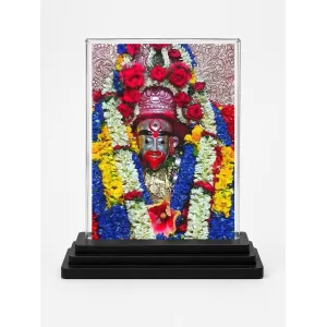 Kali Acrylic Car Dashboard Showpiece | Double-Sided Kali Photo Stand | 3 X 4 Inch Photo | Transparent Acrylic Frame With Black Base | Car Dashboard, Office & Table Decor (F72290)
