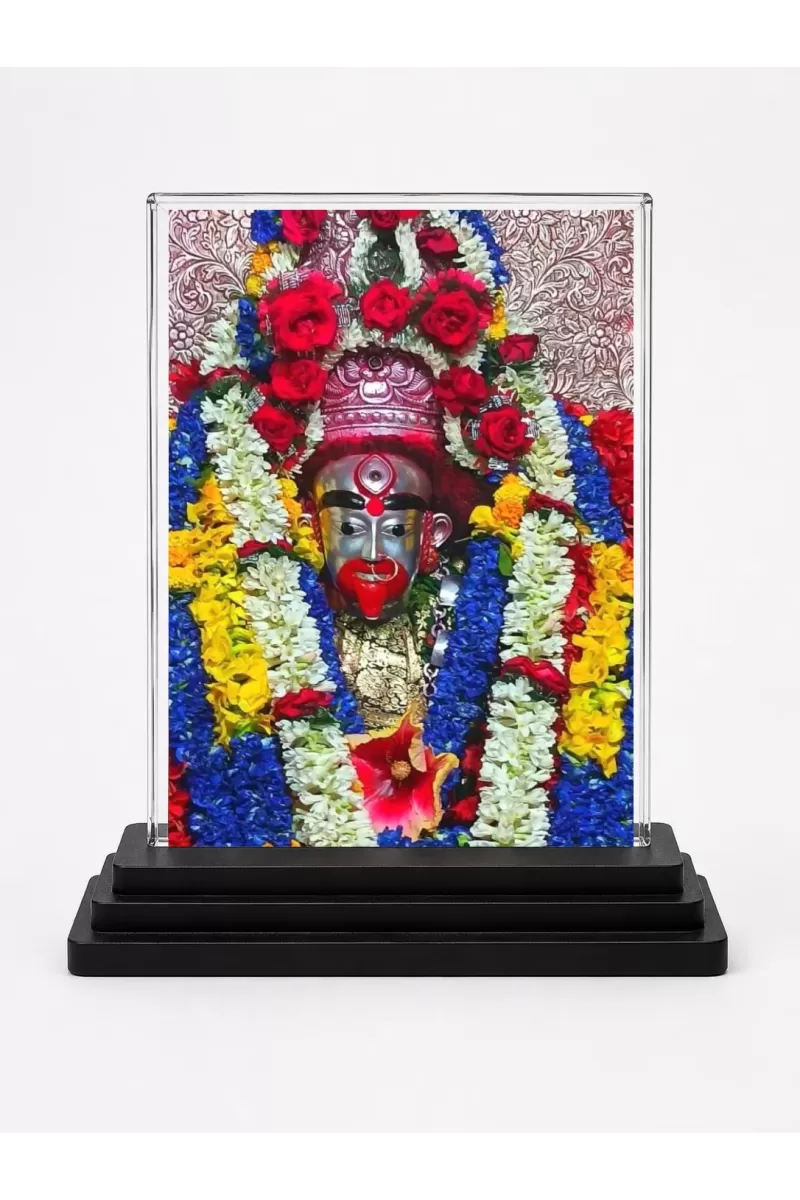 Kali Acrylic Car Dashboard Showpiece | Double-Sided Kali Photo Stand | 3 X 4 Inch Photo | Transparent Acrylic Frame With Black Base | Car Dashboard, Office & Table Decor (F72290)