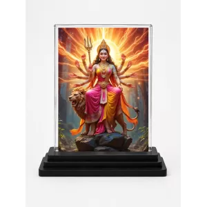 Durga Acrylic Car Dashboard Showpiece | Double-Sided Durga Photo Stand | 3 X 4 Inch Photo | Transparent Acrylic Frame With Black Base | Car Dashboard, Office & Table Decor (F72291) Durga Acrylic Car Dashboard Showpiece | Double-Sided Durga Photo Stand | 3 X 4 Inch Photo | Transparent Acrylic Frame With Black Base | Car Dashboard, Office & Table Decor (F72291)