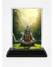 Shiva Acrylic Car Dashboard Showpiece | Double-Sided Shiva Photo Stand | 3 X 4 Inch Photo | Transparent Acrylic Frame With Black Base | Car Dashboard, Office & Table Decor (F72293)