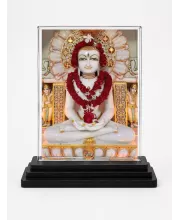 Mahavira Acrylic Car Dashboard Showpiece | Double-Sided Mahavira Photo Stand | 3 X 4 Inch Photo | Transparent Acrylic Frame With Black Base | Car Dashboard, Office & Table Decor (F72294)