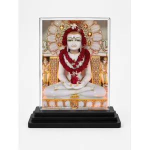 Mahavira Acrylic Car Dashboard Showpiece | Double-Sided Mahavira Photo Stand | 3 X 4 Inch Photo | Transparent Acrylic Frame With Black Base | Car Dashboard, Office & Table Decor (F72294)
