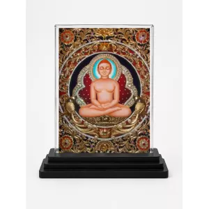 Mahavira Acrylic Car Dashboard Showpiece | Double-Sided Mahavira Photo Stand | 3 X 4 Inch Photo | Transparent Acrylic Frame With Black Base | Car Dashboard, Office & Table Decor (F72296)