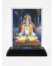 Lord Vishnu Acrylic Car Dashboard Showpiece | Double-Sided Lord Vishnu Photo Stand | 3 X 4 Inch Photo | Transparent Acrylic Frame With Black Base | Car Dashboard, Office & Table Decor (F72298)
