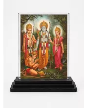Lord Ram & Sita Acrylic Car Dashboard Showpiece | Double-Sided Lord Ram & Sita Photo Stand | 3 X 4 Inch Photo | Transparent Acrylic Frame With Black Base | Car Dashboard, Office & Table Decor (F72300)