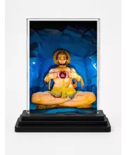 Hanuman Acrylic Car Dashboard Showpiece | Double-Sided Hanuman Photo Stand | 3 X 4 Inch Photo | Transparent Acrylic Frame With Black Base | Car Dashboard, Office & Table Decor (F72302)