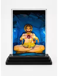 Hanuman Acrylic Car Dashboard Showpiece | Double-Sided Hanuman Photo Stand | 3 X 4 Inch Photo | Transparent Acrylic Frame With Black Base | Car Dashboard, Office & Table Decor (F72302)