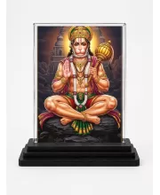 Hanuman Acrylic Car Dashboard Showpiece | Double-Sided Hanuman Photo Stand | 3 X 4 Inch Photo | Transparent Acrylic Frame With Black Base | Car Dashboard, Office & Table Decor (F72303)