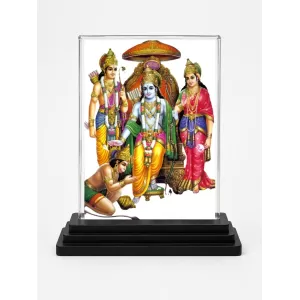 Lord Lord Rama Acrylic Car Dashboard Showpiece | Double-Sided Lord Lord Rama Photo Stand | 3 X 4 Inch Photo | Transparent Acrylic Frame With Black Base | Car Dashboard, Office & Table Decor (F72316)