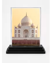 Taajmahal Acrylic Car Dashboard Showpiece | Double-Sided Taajmahal Photo Stand | 3 X 4 Inch Photo | Transparent Acrylic Frame With Black Base | Car Dashboard, Office & Table Decor (F72318)