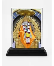 Sai Baba Acrylic Car Dashboard Showpiece | Double-Sided Sai Baba Photo Stand | 3 X 4 Inch Photo | Transparent Acrylic Frame With Black Base | Car Dashboard, Office & Table Decor (F72319)