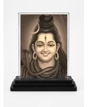 Lord Shiva Acrylic Car Dashboard Showpiece | Double-Sided Lord Shiva Photo Stand | 3 X 4 Inch Photo | Transparent Acrylic Frame With Black Base | Car Dashboard, Office & Table Decor (F72321)