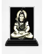 Lord Shiva Acrylic Car Dashboard Showpiece | Double-Sided Lord Shiva Photo Stand | 3 X 4 Inch Photo | Transparent Acrylic Frame With Black Base | Car Dashboard, Office & Table Decor (F72323)