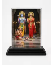 Rama And Sita Acrylic Car Dashboard Showpiece | Double-Sided Rama And Sita Photo Stand | 3 X 4 Inch Photo | Transparent Acrylic Frame With Black Base | Car Dashboard, Office & Table Decor (F72326)