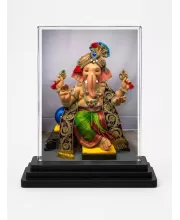 God Ganesha Acrylic Car Dashboard Showpiece | Double-Sided God Ganesha Photo Stand | 3 X 4 Inch Photo | Transparent Acrylic Frame With Black Base | Car Dashboard, Office & Table Decor (F72327)