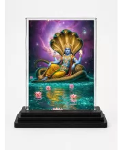 Vishnu Acrylic Car Dashboard Showpiece | Double-Sided Vishnu Photo Stand | 3 X 4 Inch Photo | Transparent Acrylic Frame With Black Base | Car Dashboard, Office & Table Decor (F72328)