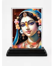 Radha Acrylic Car Dashboard Showpiece | Double-Sided Radha Photo Stand | 3 X 4 Inch Photo | Transparent Acrylic Frame With Black Base | Car Dashboard, Office & Table Decor (F72334)