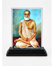 Shree Ramkrishna Acrylic Car Dashboard Showpiece | Double-Sided Shree Ramkrishna Photo Stand | 3 X 4 Inch Photo | Transparent Acrylic Frame With Black Base | Car Dashboard, Office & Table Decor (F72335)