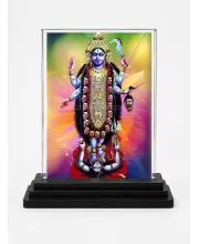 Maa Kaali Acrylic Car Dashboard Showpiece | Double-Sided Maa Kaali Photo Stand | 3 X 4 Inch Photo | Transparent Acrylic Frame With Black Base | Car Dashboard, Office & Table Decor (F72339)