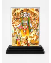 Vishnu Acrylic Car Dashboard Showpiece | Double-Sided Vishnu Photo Stand | 3 X 4 Inch Photo | Transparent Acrylic Frame With Black Base | Car Dashboard, Office & Table Decor (F72340)